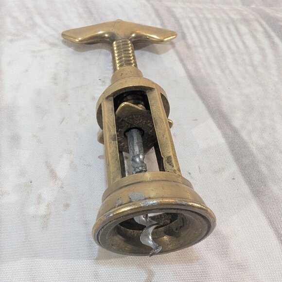 Vintage Brass Corkscrew Antique Winged Bottle Opener - Picture 3 of 8